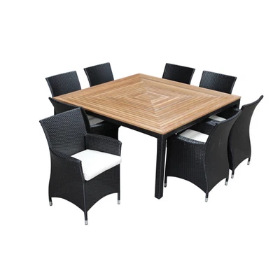 $3290 • Buy NEW Sahara 8 Seater Square Outdoor Teak And Wicker Patio Dining Setting | Patio