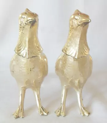 W. B. Mfg. Co. Gold-tone Metal Pheasant Peacock Salt & Pepper Shaker Set EUC • $26.99