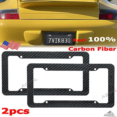 2PCS Real 100%Carbon Fiber License Plate Frame Tag Cover Orignal 3KUniversalSize • $12.99