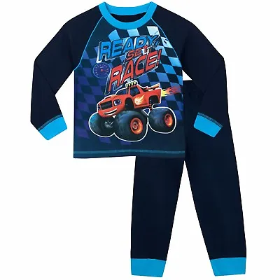 £12.99 • Buy Boys Blaze And The Monster Machines Pyjamas Matching PJs Nightwear Set Navy Blue