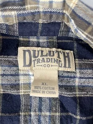 Duluth Trading Shirt Mens XL Blue Long Sleeve Button Up Pliad Flannel • $10.41