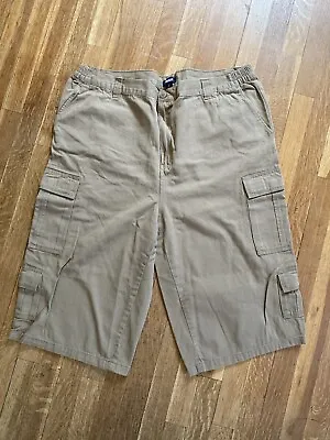 Men's Khaki - Tan King Size Cargo Style Shorts/Capri Tag Size 44 Big Measures 42 • $10.35