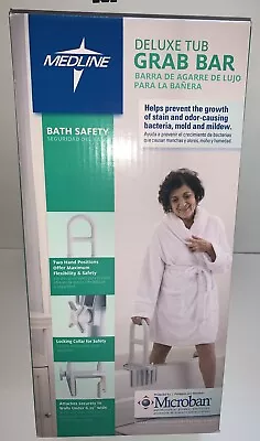 Medline Deluxe Tub Grab Bar W/microban-handrail Bathtub Safety-mds86321wpmb • $29.95