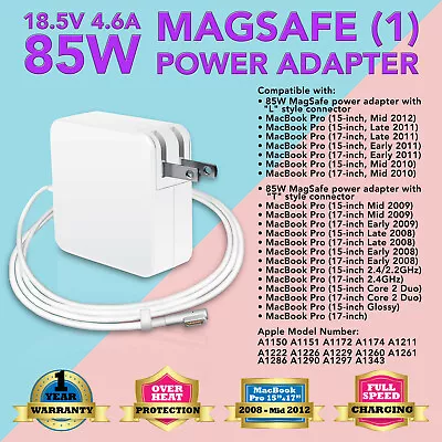 85W AC Adapter Charger For Apple MacBook Pro 15  17  A1172 A1261 A1281 A1286 • $14.96