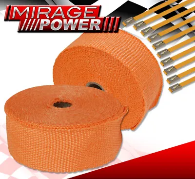 10M Catback Header Engine High Temp Reducing Heat Fiberglass Heat Wrap Orange • $36.99