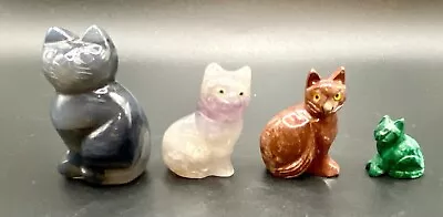 VTG Eclectic Lot Of 4 Miniature Handcarved Stone Cats • $24.99