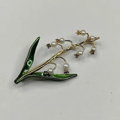 Vintage MMA Sterling Enamel Pearl Lily Pin • $75