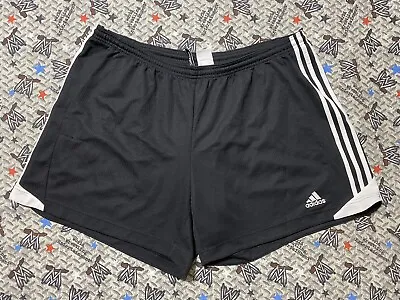 Vintage Adidas Soccer Running Shorts XXL Black White Stripes 1990/2000s • $29.99