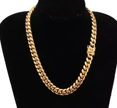 Men's Women's Gold Plated Chain Necklace Cuban 24  Inches Long 12mm Wide Hip Hop • $85.64