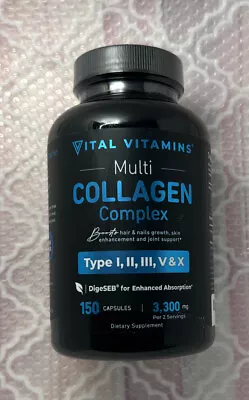 Vital Vitamins Multi Collagen Complex Type I II III V X 150 Caps Exp 5/26 • $22.26
