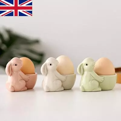 Ceramic Egg Cups Easter Rabbit Egg Cup Egg Holder Stand For Table Decoration • £6.66