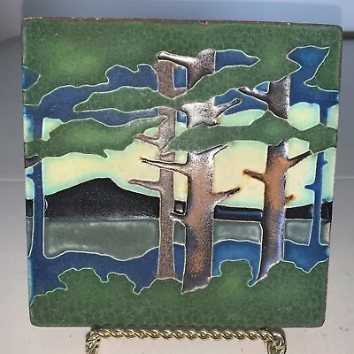 Vintage 1990s Motawi Arts & Crafts Tile Pine Landscape Summer Mountain 6 X 6 • $74.97