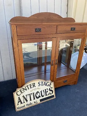 64762 CRAWFORD Furniture Mission Oak Curio Cabinet • $525