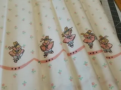 Vintage 1991 Daisy Kingdom Ballerina Bunny White Border Cotton Fabric 3+Yards • $104.99