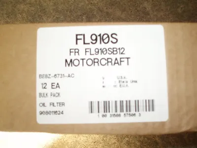 New Case Of 12 Motorcraft FL910S Oil Filters FL910SB12 BULK OEM FAST SHIPPING • $69