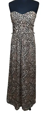 Jane Norman 14 Stunning  Leopard Print Maxi Dress • £30