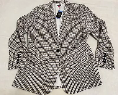 Vince Camuto Ladies Blazer  Padded Shoulder  Split Back Cambridge Plaid Large • $27.99