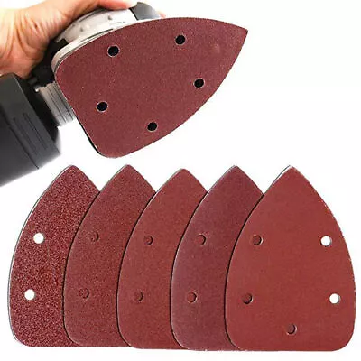 Mouse Sanding Sheet Hook And Loop Palm Sander Pad Triangle Sandpaper 40-400 Grit • £2.59