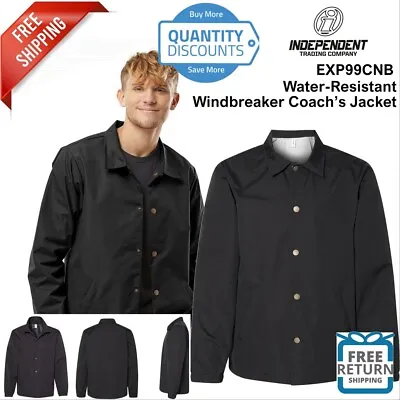 Independent Trading Co. Men Water-Resistant Windbreaker Coach’s Jacket EXP99CNB • $40.39