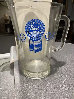 Vintage PABST BLUE RIBBON BEER PBR Large Heavy Glass BEER Pitcher  • $15.78