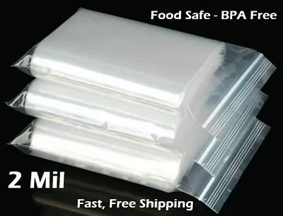 Clear Reclosable Zipper Seal Plastic Bags 2 Mil Lock Zip Small Large Baggie 2Mil • $10.37