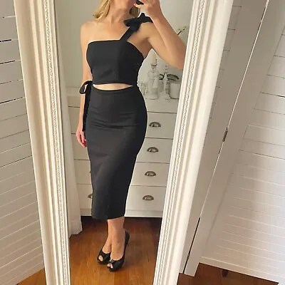 Maurie And Eve Size 6 Black Pencil Midi Dress RRP $199 Summer Cocktail • $38.60