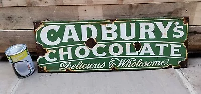 Porcelain Enamel Sign - CADBURYS CHOCOLATE DELICIOUS AND WHOLESOME FREE POST • £195