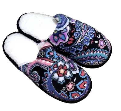 NWT Vera Bradley Women Cozy Fleece Slippers Shoes Haymarket Paisley Size L 9-10 • $38