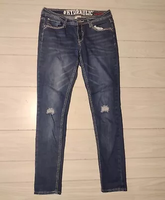 $19 • Buy Hydraulic. Lola Curvy. Low-rise MediumWash Embellished Pocket Jeans 11/12