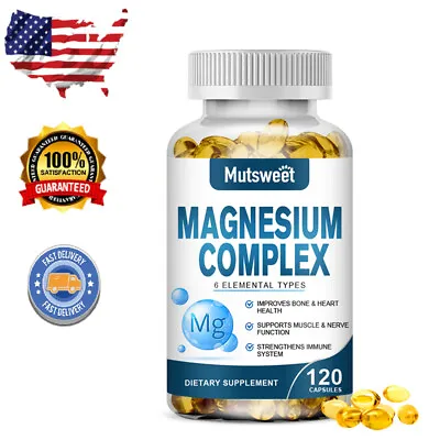 Magnesium Complex Capsules Natural Anti Anxiety & Stress Relief Supplement 500mg • $13.99