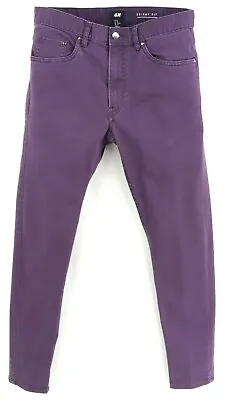 H&M Skinny Jeans Womens Size 32 Purple Cotton Blend Pockets Belt Loops Mid Rise • $12.79