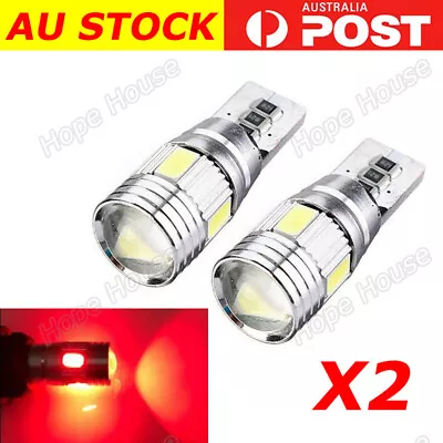 2X T10 W5W 5630 LED 6SMD CANBUS License Plate Brake Light Bulb Lamp Red • $8.99