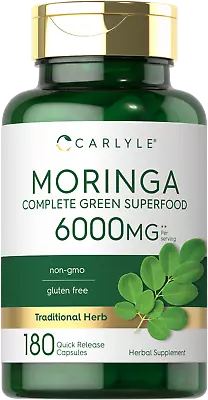 Moringa Oleifera Capsules 6000 Mg | 180 Count | Green Superfood | By Carlyle • $10.99