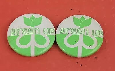 2x Vintage Green Up Button Pin Advertising Lapel Hat Pin • $6.99