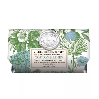 Michel Design Works Large 8.7 Oz Artisanal Bar Bath Soap Cotton & Linen • $12