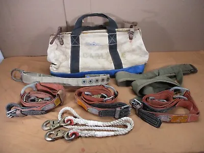 $259.99 • Buy KLEIN Lineman Tree Pole Climbing Belts In Estex Canvas Tool Bag  With Straps Lot