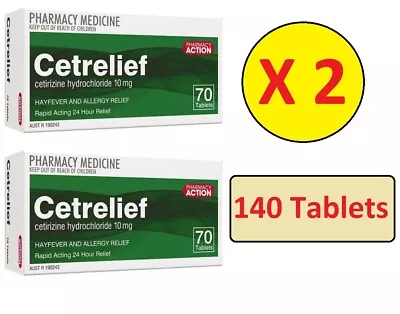 Cetrizine Hydochloride 10mg - ZYRTEC Altertnative Hayfever 2 Pks X 70 T Best Prc • $27.99