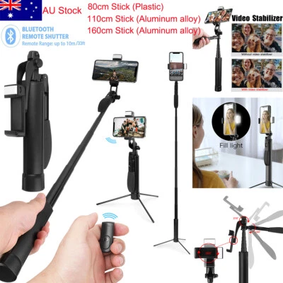 $34.79 • Buy Gimbal Stabilizer Bluetooth Remote Foldable Selfie Stick Tripod Monopod W/LED AU