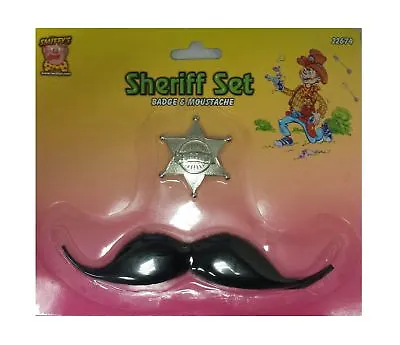 £1.95 • Buy Childrens Western Sheriff Cowboy Badge & Moustache Kids Fancy Dress Set