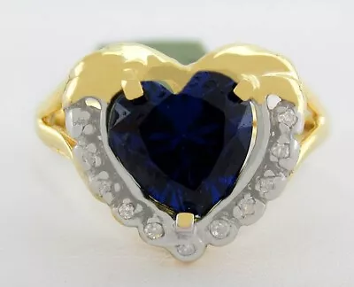 LAB CREATED 2.68 Cts TANZANITE & DIAMOND RING 10K GOLD - New With Tag • £191.57