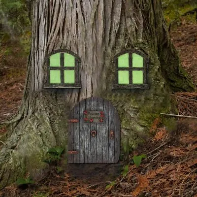 Miniature Fairy Gnome Home Window Door For Trees Yard Art Garden Sculpture Decor • $19.99