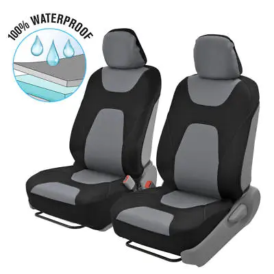 $29.50 • Buy Black/Gray Classic Waterproof Car Seat Covers 2 Piece Front Protector Coverage