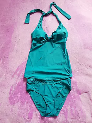 JoJo Maman Bebe Maternity Size S Tankini Set Swimwear - Teal • £14.50