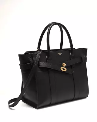 Mulberry 'Bayswater Small Zipped' Black Classic Grain Leather Bag $1650 - BNWT • $1250