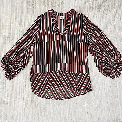 CAbi Ultimate Multicolor Striped Blouse Sheer Top Style #5519 Size Small S • $16.99