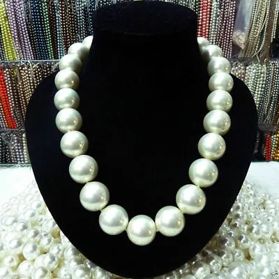 £4.31 • Buy Rare 8/10/12/14/16mm Genuine White South Sea Shell Pearl Beads Necklace 18-50'' 