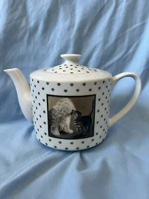1986 Vintage Lowell Herrero Cat Dog Paw Prints Art Teapot Vandor Made In Japan • $14