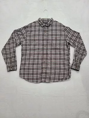 J.Crew Mercantile Men's Classic Fit Brown Plaid Flannel Shirt Size XL • $12