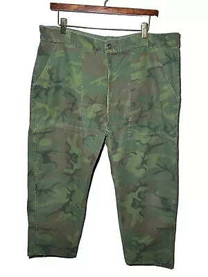 VTG 1960s Army Military Jungle Camo Fatigue Pants Vietnam Era 38x24 Cropped • $40