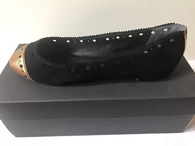 Jaeger Bella Ballerina Black & Bronze Women's Flat Shoes Size UK 4 • £54.99